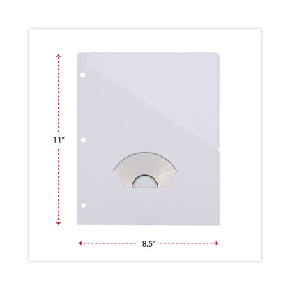 Universal Slash-Cut Pockets for Three-Ring Binders, Jacket, Letter, 11 Pt., 9.75 x 11.75, White, 10/Pack