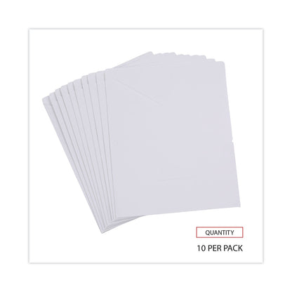 Universal Slash-Cut Pockets for Three-Ring Binders, Jacket, Letter, 11 Pt., 9.75 x 11.75, White, 10/Pack