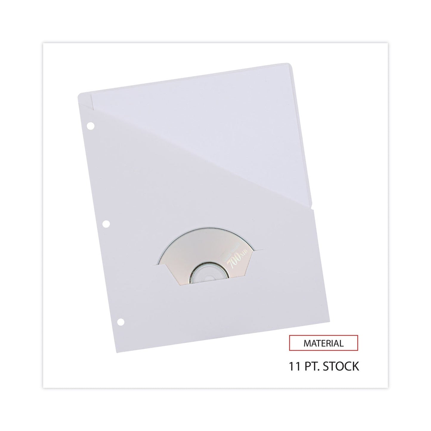 Universal Slash-Cut Pockets for Three-Ring Binders, Jacket, Letter, 11 Pt., 9.75 x 11.75, White, 10/Pack