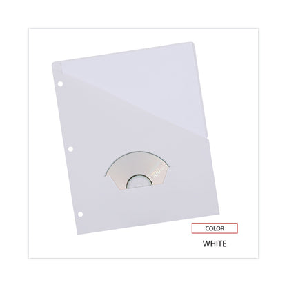 Universal Slash-Cut Pockets for Three-Ring Binders, Jacket, Letter, 11 Pt., 9.75 x 11.75, White, 10/Pack