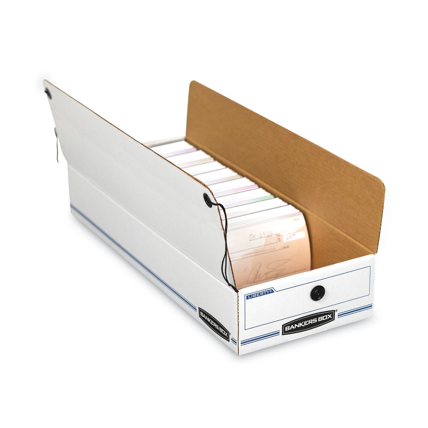 Bankers Box LIBERTY Check and Form Boxes, 6.25" x 24" x 4.5", White/Blue, 12/Carton