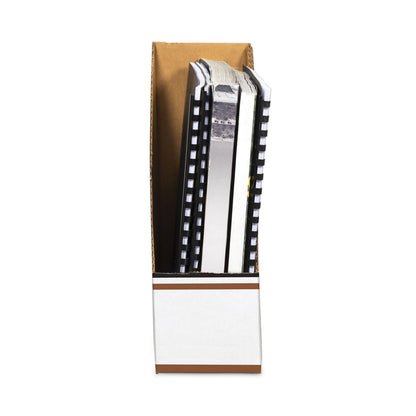 Bankers Box Corrugated Cardboard Magazine File, 4 x 9 x 11.5, Wood Grain, 12/Carton