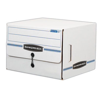 Bankers Box SIDE-TAB Storage Boxes, Letter Files, White/Blue, 12/Carton