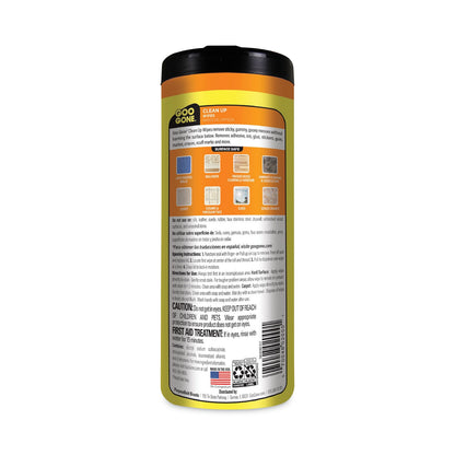 Goo Gone Clean Up Wipes, 8 x 7, Citrus Scent, White, 24/Canister