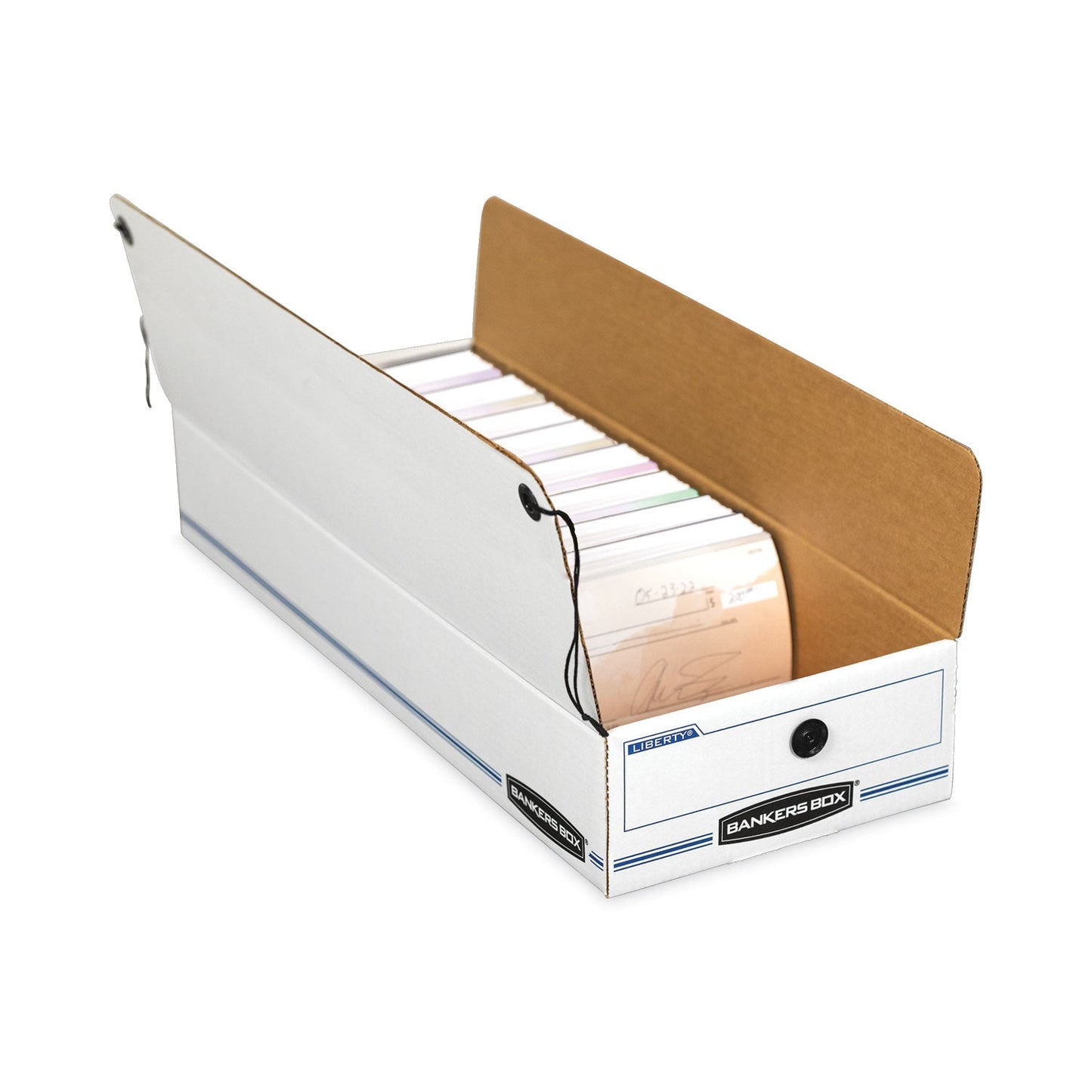 Bankers Box LIBERTY Check and Form Boxes, 9.25" x 23.75" x 4.25", White/Blue, 12/Carton