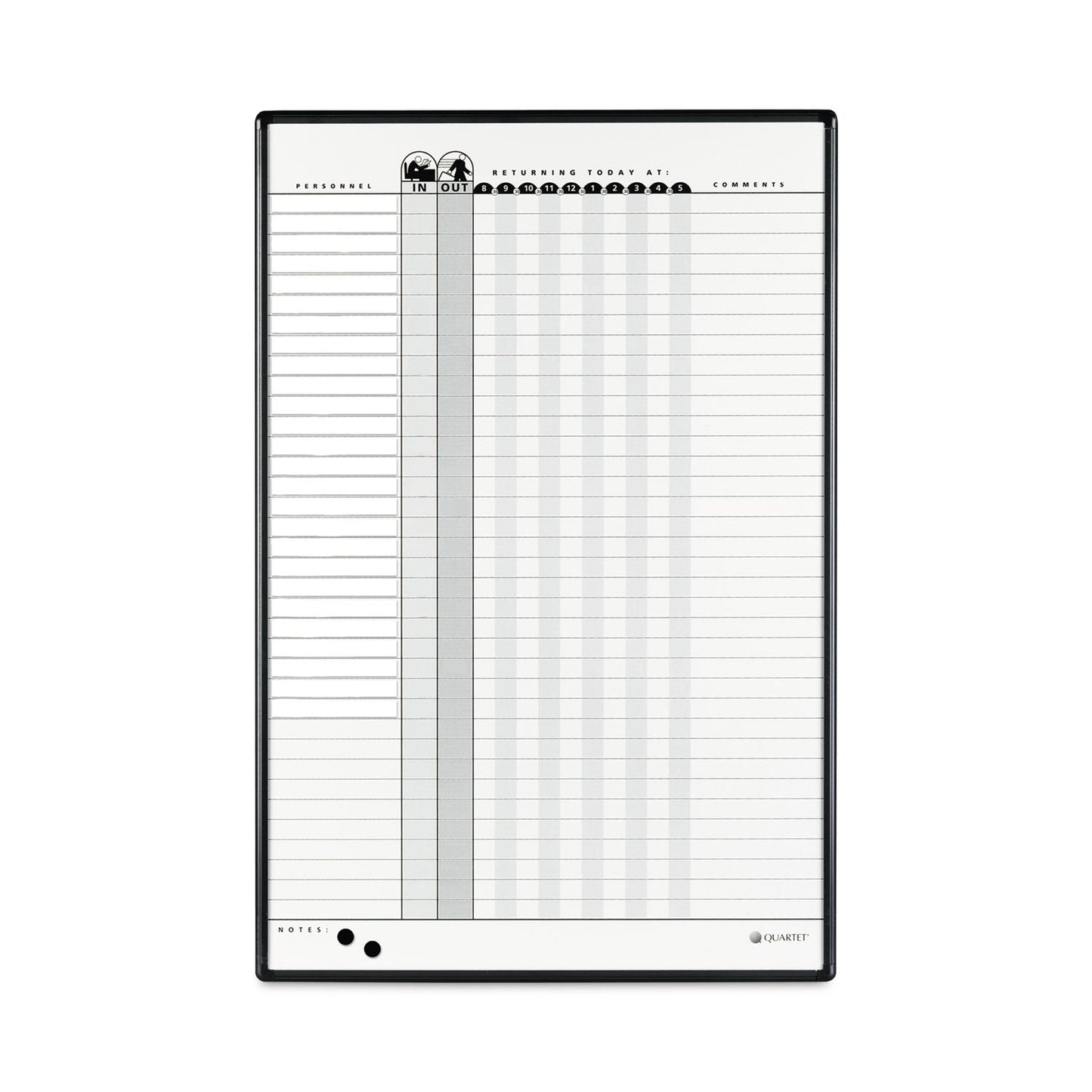 Quartet Magnetic Employee In/Out Board, Porcelain, 24 x 36, Gray/Black Aluminum Frame