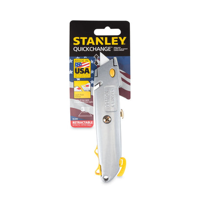 Stanley Quick-Change Utility Knife with Retractable Blade and Twine Cutter, 6" Metal Handle, Gray