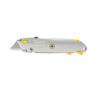 Stanley Quick-Change Utility Knife with Retractable Blade and Twine Cutter, 6" Metal Handle, Gray