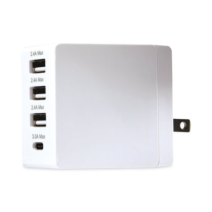 JENSEN 4-Port USB and Type-C Wall Charger, White
