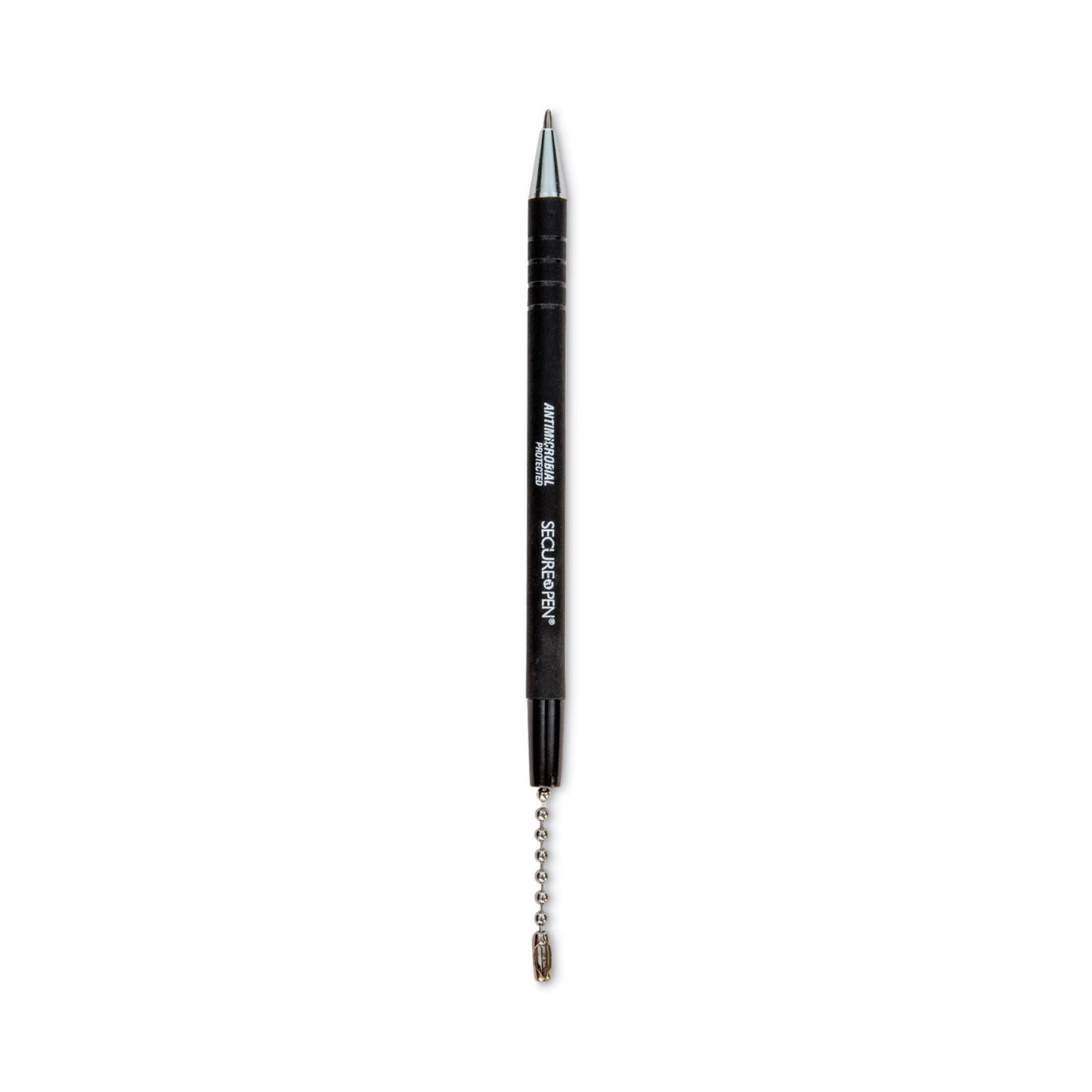 CONTROLTEK Antimicrobial Counter Chain Pen, Medium, 1 mm, Black Ink, Black