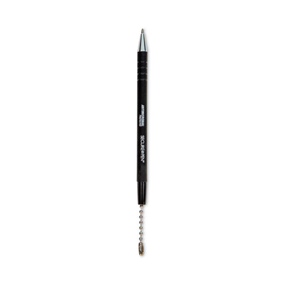 CONTROLTEK Antimicrobial Counter Chain Pen, Medium, 1 mm, Black Ink, Black