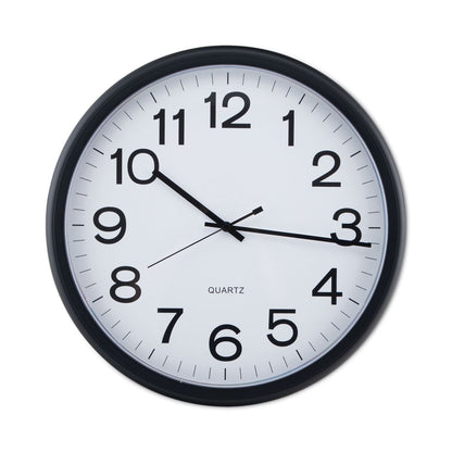 Universal Round Wall Clock, 13.5" Overall Diameter, Black Case, 1 AA (sold separately)