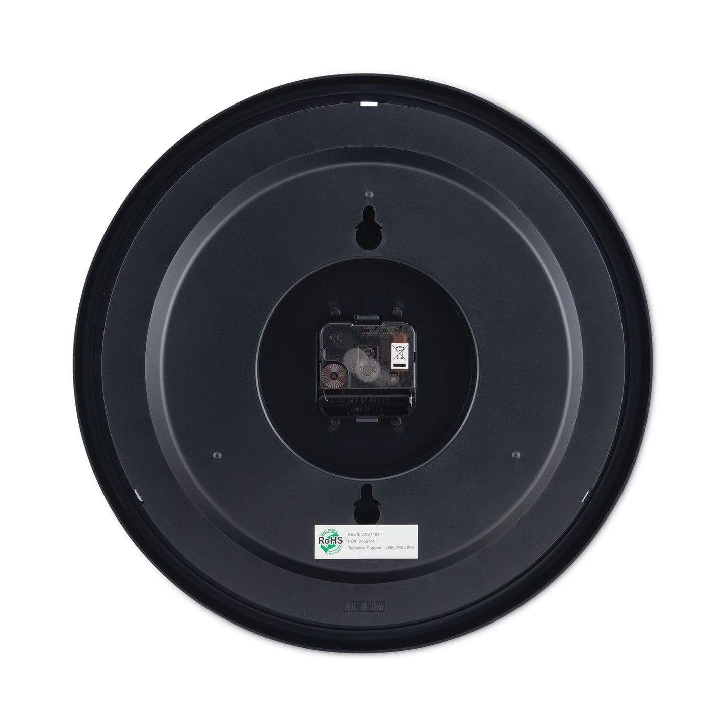Universal Round Wall Clock, 13.5" Overall Diameter, Black Case, 1 AA (sold separately)