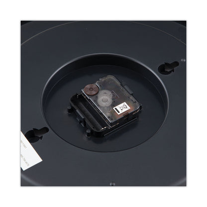 Universal Round Wall Clock, 13.5" Overall Diameter, Black Case, 1 AA (sold separately)