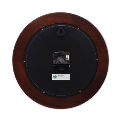 Universal Round Wood Wall Clock, 12.75" Overall Diameter, Cherry Case, 1 AA (sold separately)