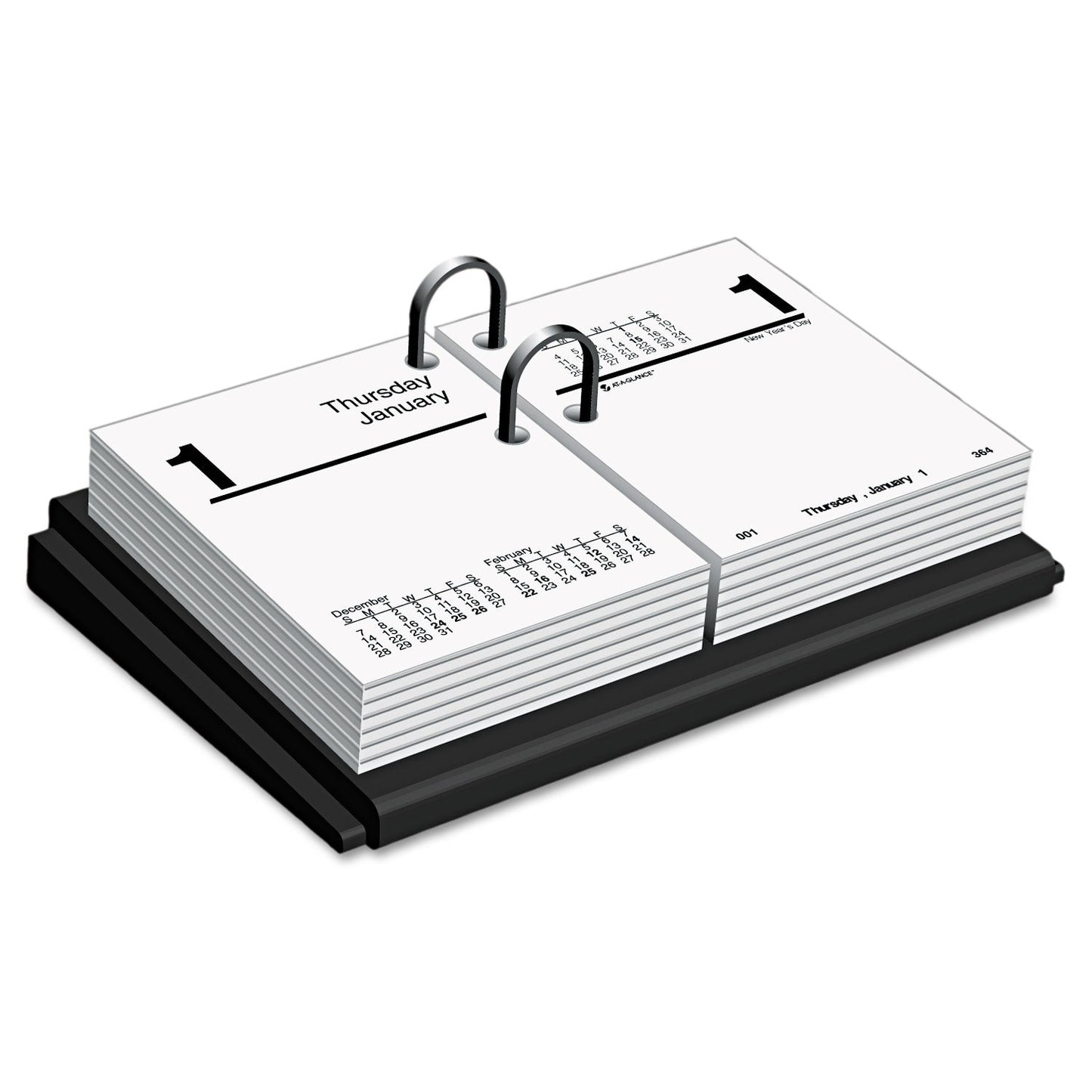 AT-A-GLANCE Desk Calendar Base for Loose-Leaf Refill, 3 x 3.75, Black