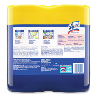 LYSOL Disinfecting Wipes, 7 x 7.25, Lemon and Lime Blossom, 80 Wipes/Canister, 2 Canisters/Pack