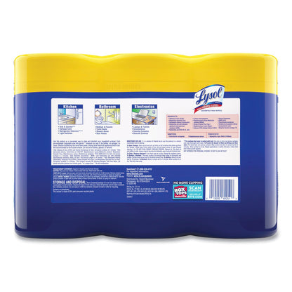 LYSOL Disinfecting Wipes, 7 x 7.25, Lemon and Lime Blossom, 80 Wipes/Canister, 3 Canisters/Pack