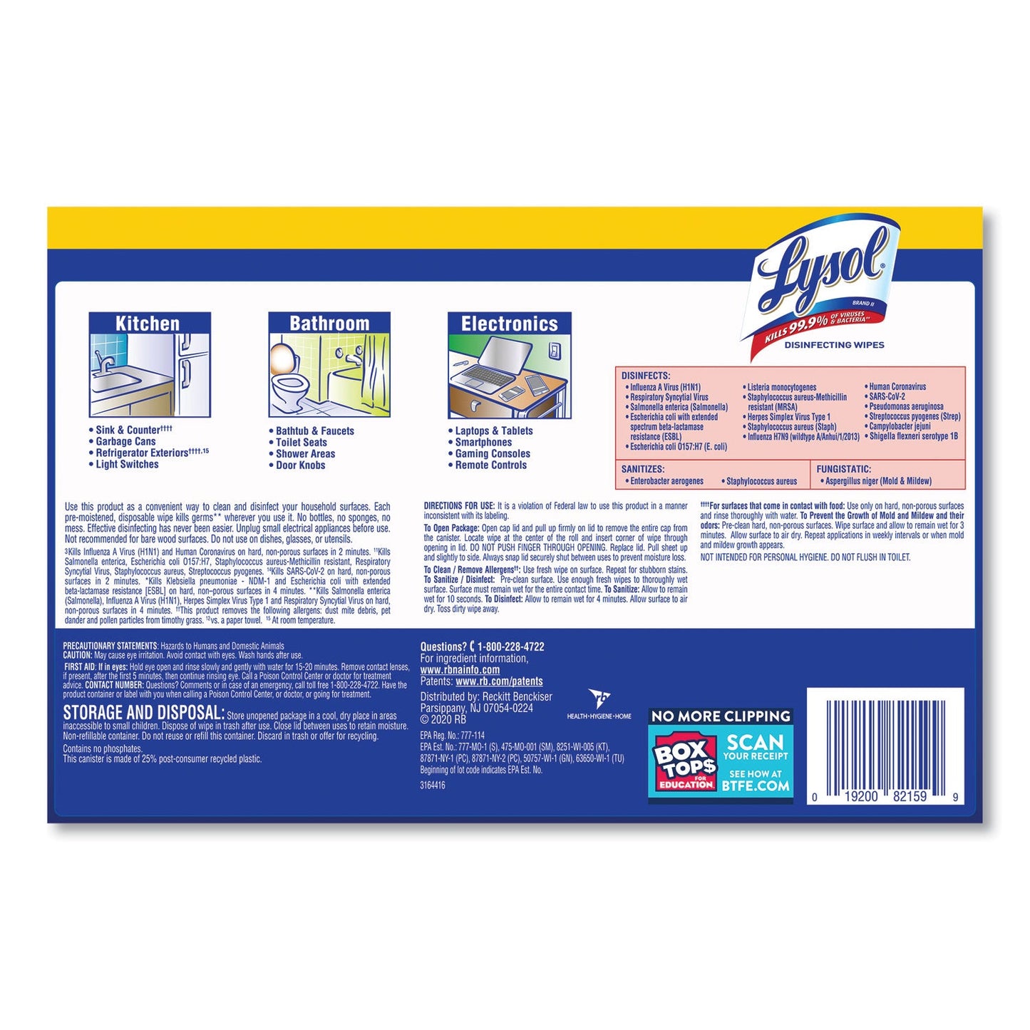 LYSOL Disinfecting Wipes, 7 x 7.25, Lemon and Lime Blossom, 35 Wipes/Canister, 3 Canisters/Pack