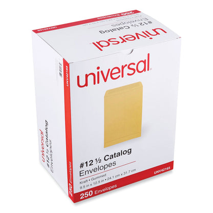 Universal Catalog Envelope, 28 lb Bond Weight Kraft, #12 1/2, Square Flap, Gummed Closure, 9.5 x 12.5, Brown Kraft, 250/Box