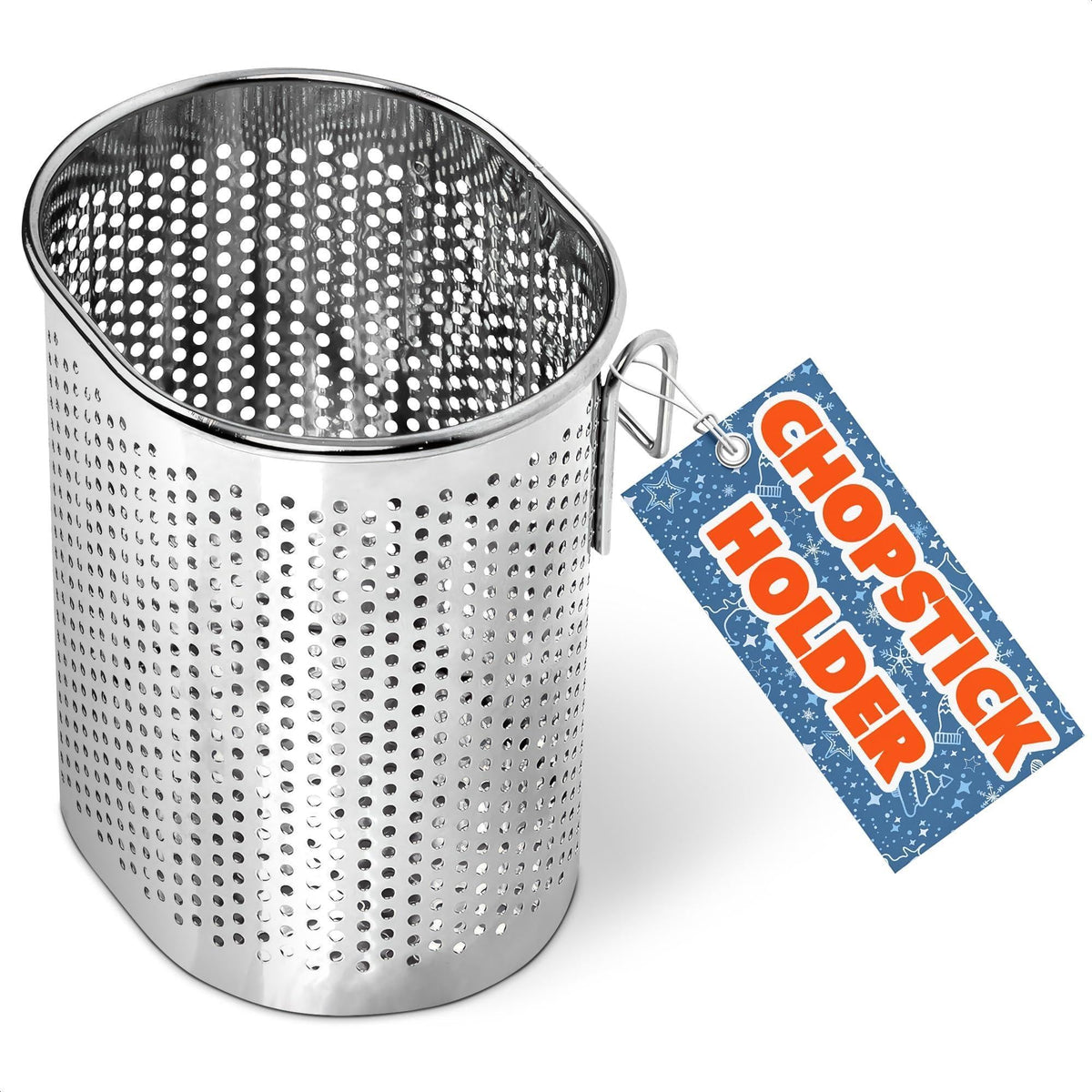 Chopstick Dishwasher Basket 3.5x2.7x3.9  – Stainless Steel Chopstick Holder for Dishwasher with Hooks Oval Design Rust Resistant Perforated Utensil Caddy for Straws Teaspoons & Small Kitchen Tools