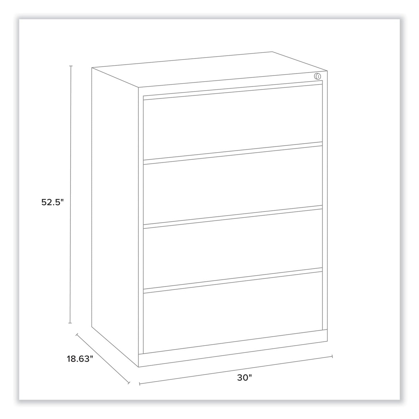 Alera Lateral File, 4 Legal/Letter-Size File Drawers, Black, 30" x 18.63" x 52.5"