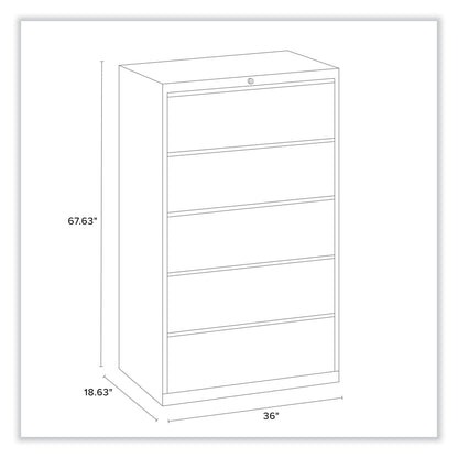 Alera Lateral File, 5 Legal/Letter/A4/A5-Size File Drawers, Black, 36" x 18.63" x 67.63"