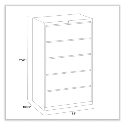Alera Lateral File, 5 Legal/Letter/A4/A5-Size File Drawers, Charcoal, 36" x 18.63" x 67.63"