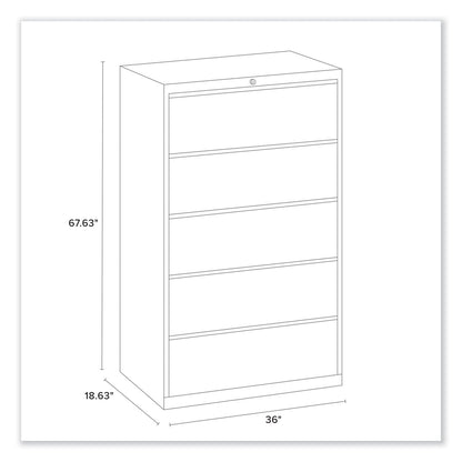 Alera Lateral File, 5 Legal/Letter/A4/A5-Size File Drawers, Light Gray, 36" x 18.63" x 67.63"