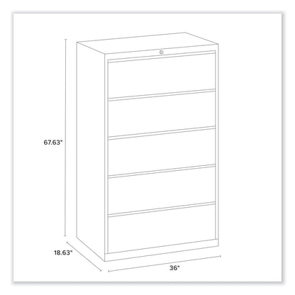 Alera Lateral File, 5 Legal/Letter/A4/A5-Size File Drawers, Putty, 36" x 18.63" x 67.63"