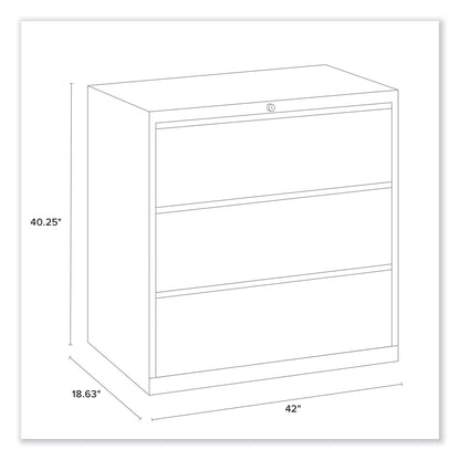Alera Lateral File, 3 Legal/Letter/A4/A5-Size File Drawers, Charcoal, 42" x 18.63" x 40.25"