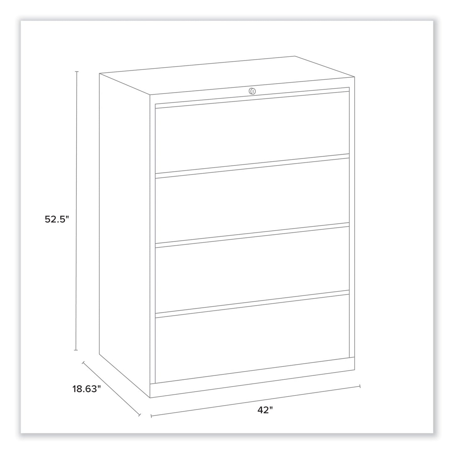 Alera Lateral File, 4 Legal/Letter/A4/A5-Size File Drawers, Charcoal, 42" x 18.63" x 52.5"