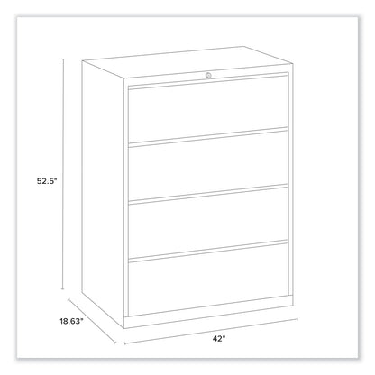 Alera Lateral File, 4 Legal/Letter-Size File Drawers, Light Gray, 42" x 18.63" x 52.5"