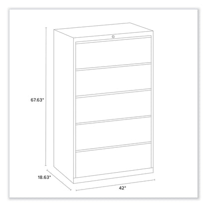 Alera Lateral File, 5 Legal/Letter/A4/A5-Size File Drawers, Putty, 42" x 18.63" x 67.63"