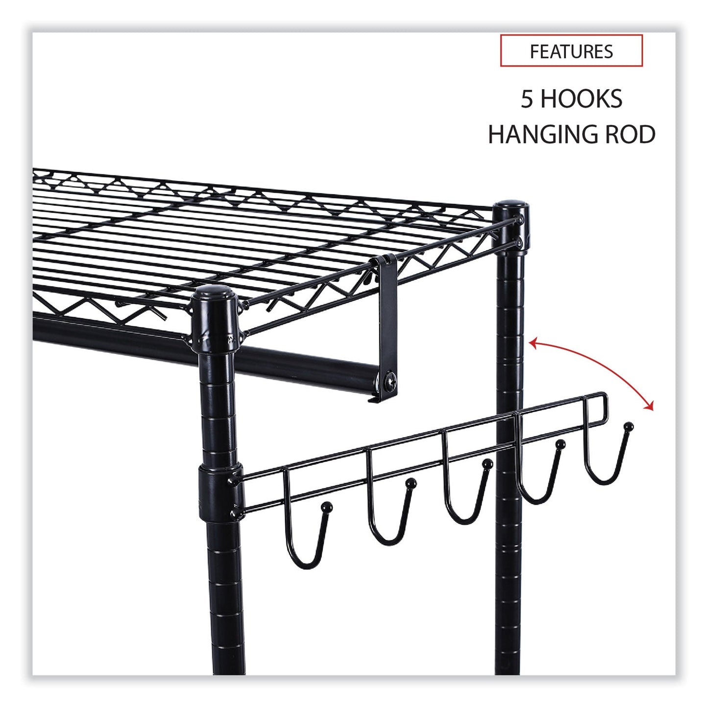 Alera Wire Shelving Garment Rack, 30 Garments, 36w x 18d x 75h, Black