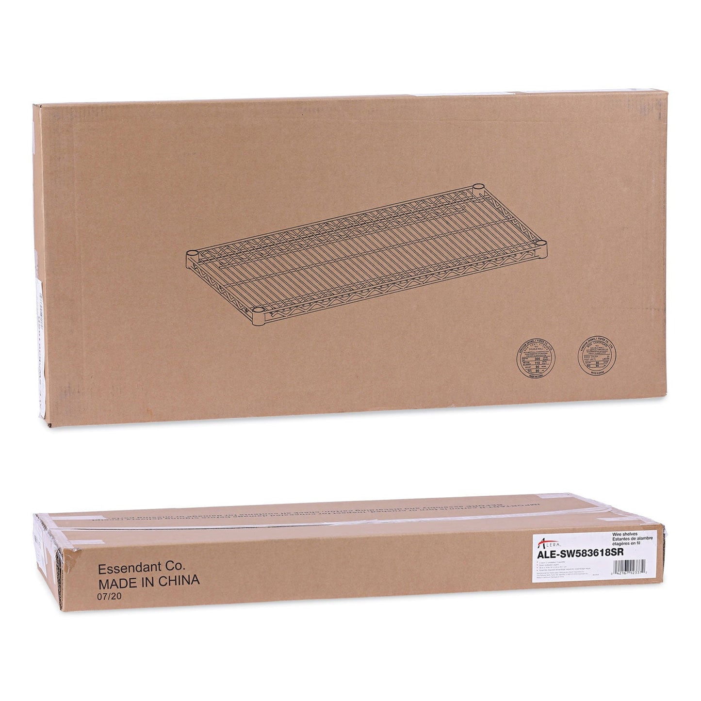 Alera Industrial Wire Shelving Extra Wire Shelves, 36w x 18d, Silver, 2 Shelves/Carton