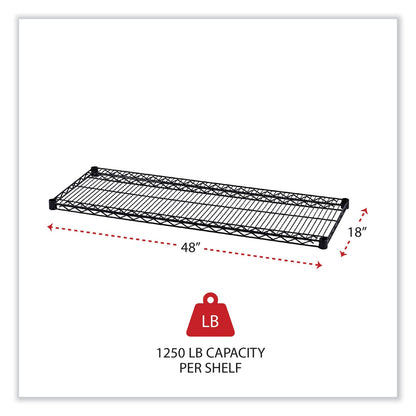 Alera Industrial Wire Shelving Extra Wire Shelves, 48w x 18d, Black, 2 Shelves/Carton
