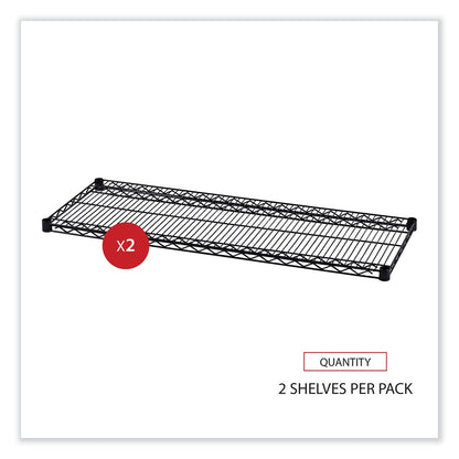 Alera Industrial Wire Shelving Extra Wire Shelves, 48w x 18d, Black, 2 Shelves/Carton