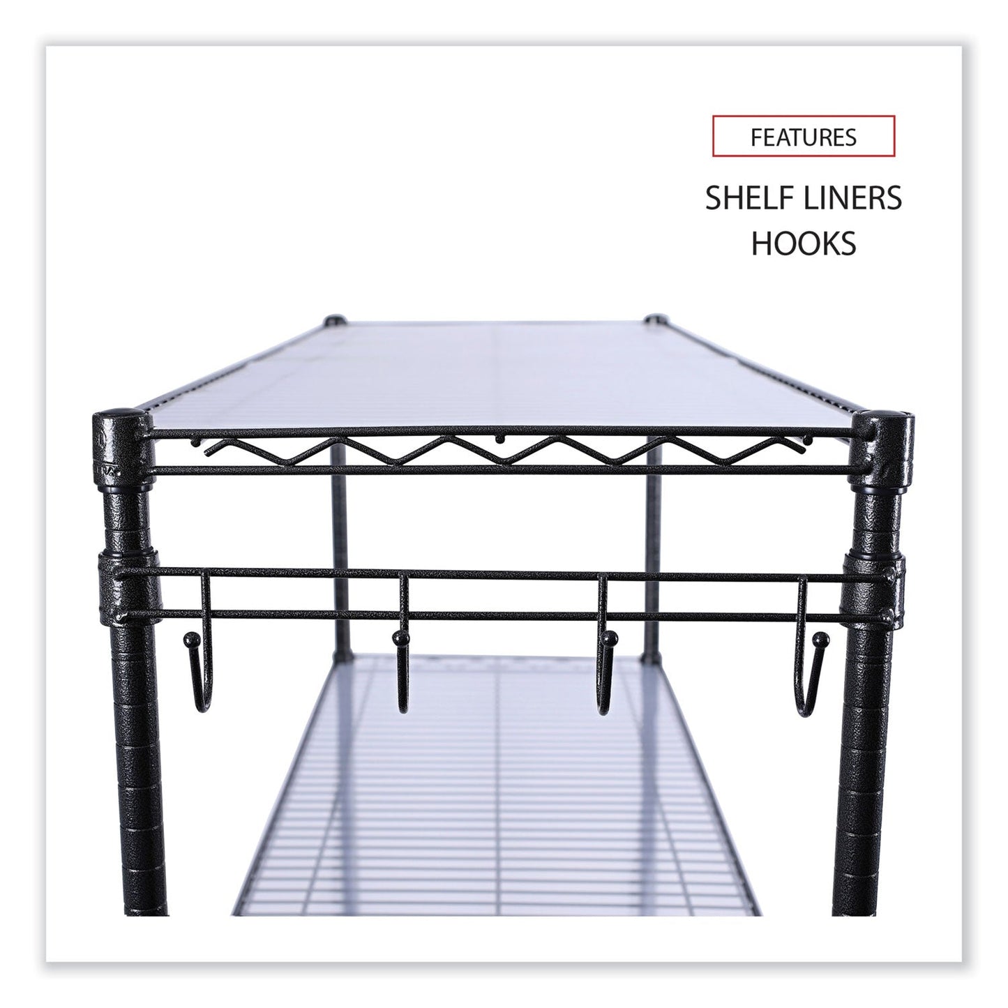 Alera 5-Shelf Wire Shelving Kit with Casters and Shelf Liners, 48w x 18d x 72h, Black Anthracite