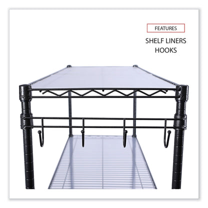 Alera 5-Shelf Wire Shelving Kit with Casters and Shelf Liners, 48w x 18d x 72h, Black Anthracite