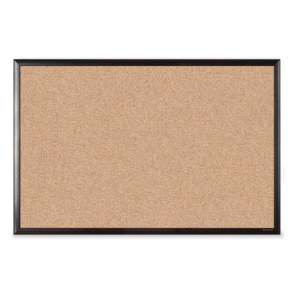 U Brands Cork Bulletin Board with Aluminum Frame, 35 x 23, Natural Surface, Black Frame