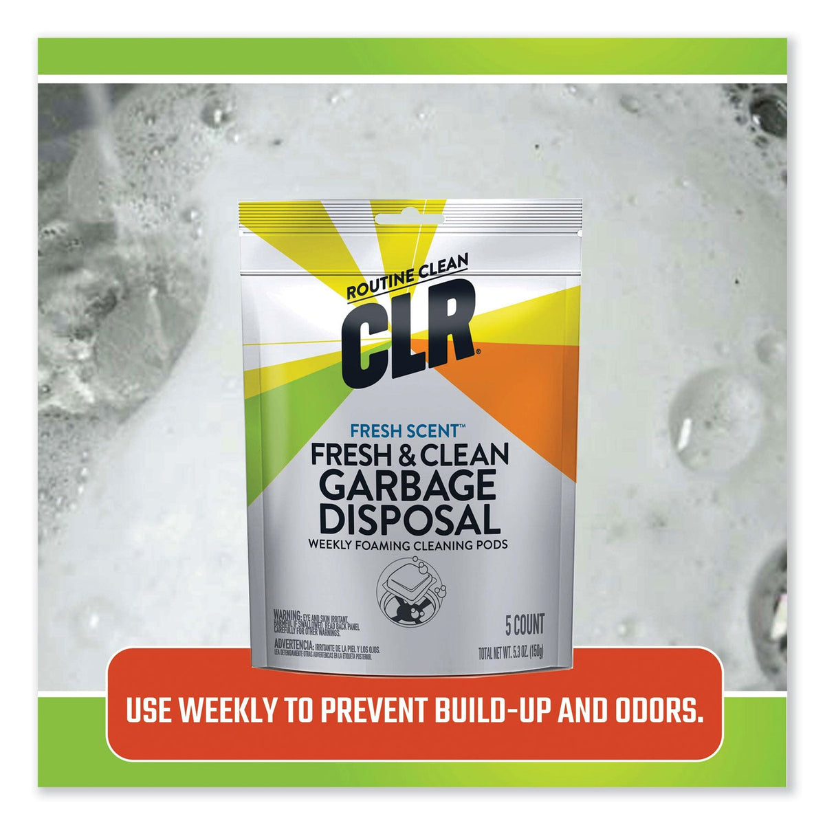 CLR PRO Fresh and Clean Garbage Disposal, Fresh Scent, 5 Pods/Pack, 6 Packs