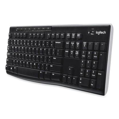 Logitech K270 Wireless Keyboard, USB Unifying Receiver, Black