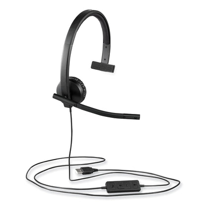 Logitech USB H570e Over-the-Head Wired Headset, Monaural, Black