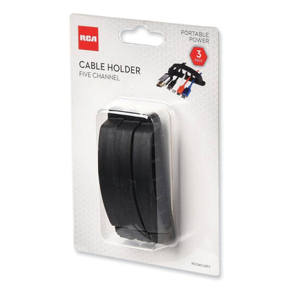 RCA Five Channel Cable Holder, 0.75" x 3.35", Black, 3/Pack