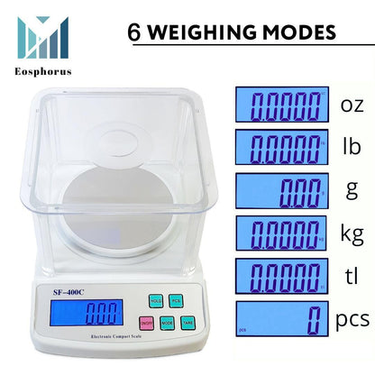 Ounce and Gram Scale 0.01g Accuracy Electronic Balance Digital Scale Digital Balance Lab Balance 600g – Windshield USB Charger AC DC Adapter Included