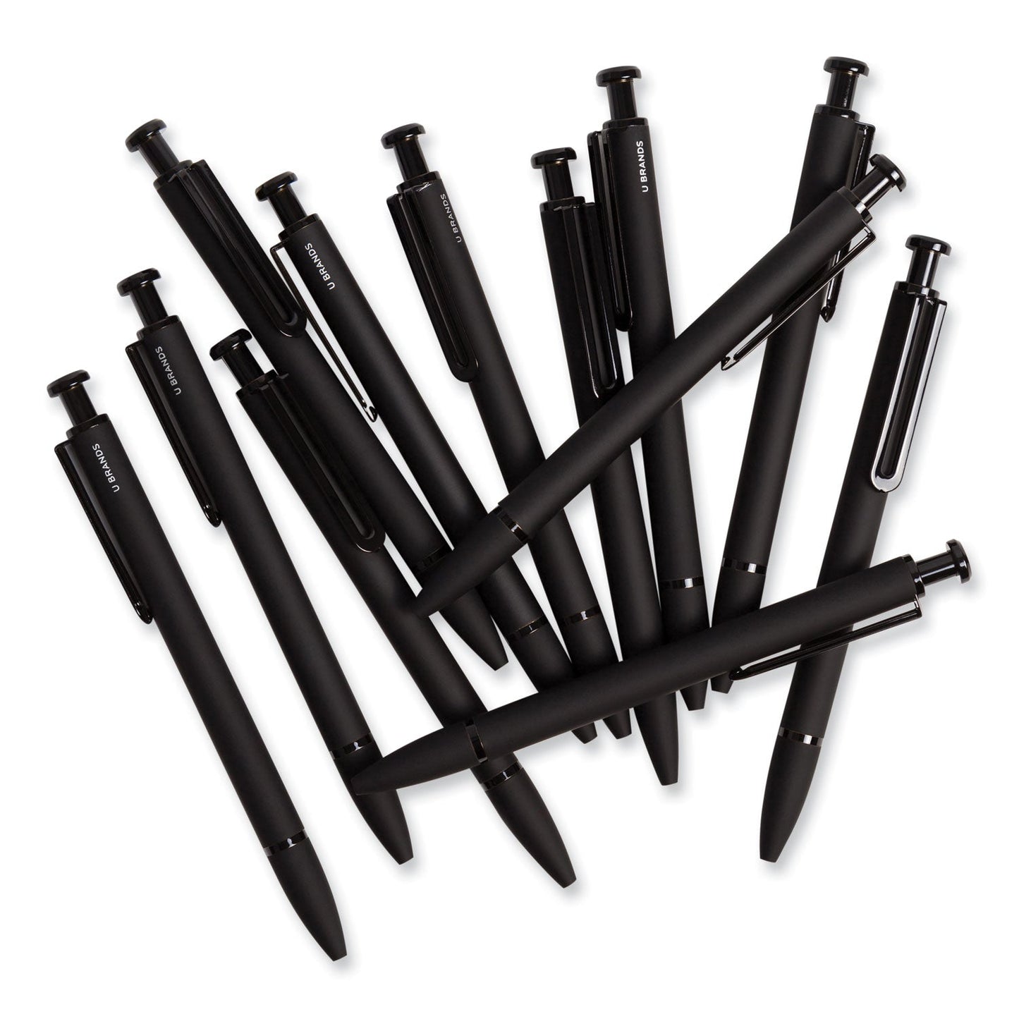 U Brands Monterey Ballpoint Pen, Medium 1 mm, Black Ink, Black Barrel, Dozen