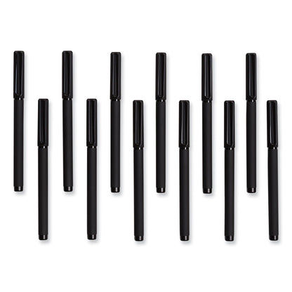 U Brands Catalina Porous Point Pen, Stick, Fine 0.7 mm, Black Ink, Black Barrel, 12/Pack