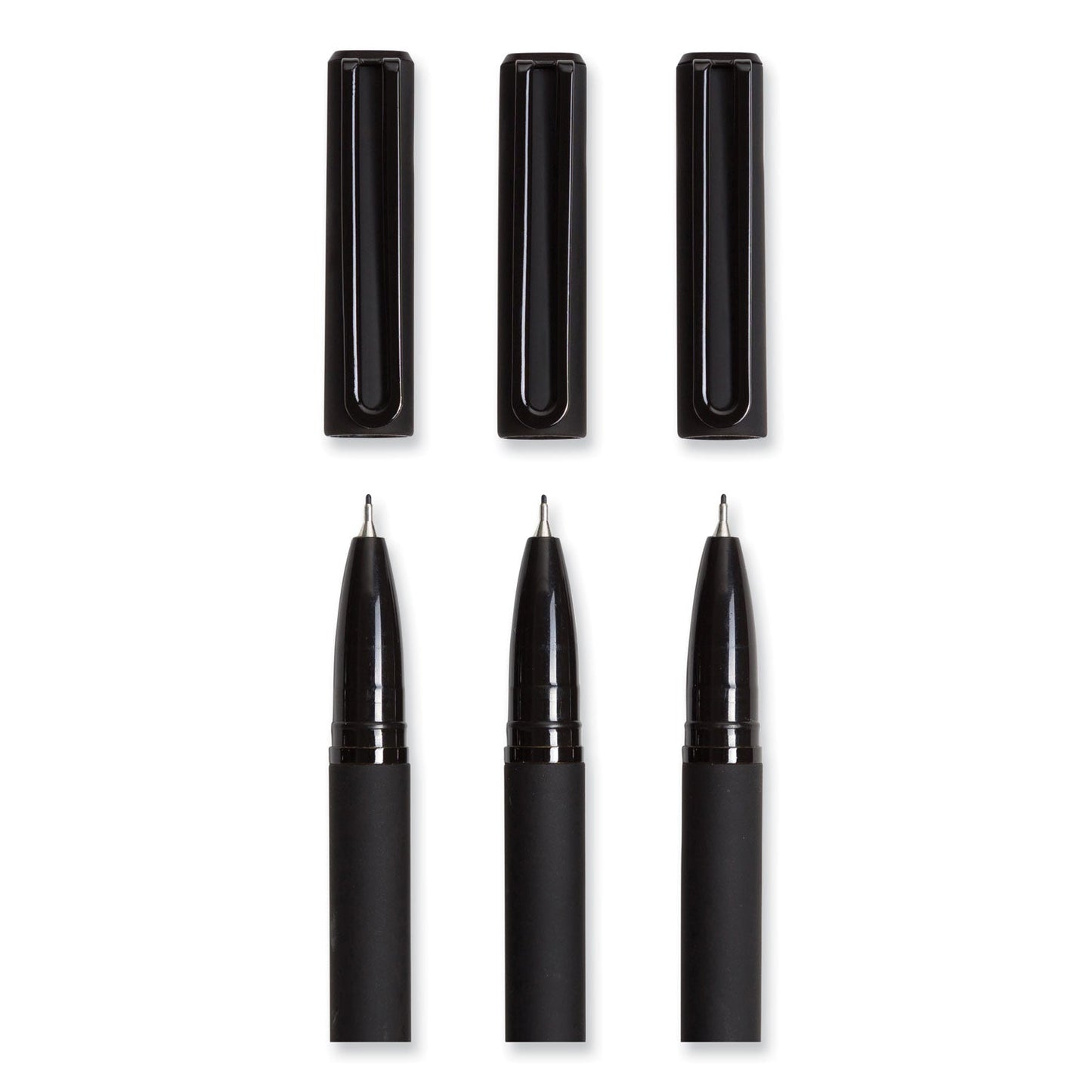 U Brands Catalina Porous Point Pen, Stick, Fine 0.7 mm, Black Ink, Black Barrel, 12/Pack