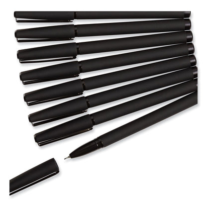U Brands Catalina Porous Point Pen, Stick, Fine 0.7 mm, Black Ink, Black Barrel, 12/Pack